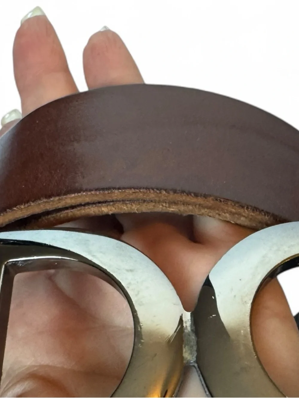 Dolce & Gabbana DG Logo Brown Leather Belt Size 95 (38) - Picture 5 of 13